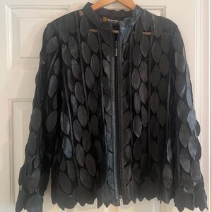 DAKOTA West Black Leather Jacket Leaf